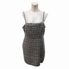 ザラ ZARA タグ付 ワンピース ツイード ノースリーブ ミニ丈 L 青 ブルー 0716 ■MET1