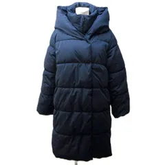 アースミュージック&エコロジー EARTH MUSIC & ECOLOGY 中綿ジャケット ブルゾン コート スタンドカラー ロング フード L 紺 ネイビー 1107