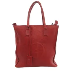 ジョルジオアルマーニ GIORGIO ARMANI トートバッグ ロゴ シュリンクレザー シボ革 赤 レッド /JSのサムネイル