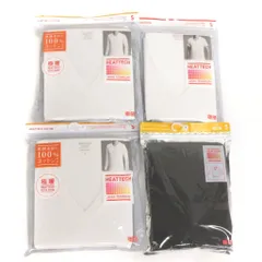 ユニクロ UNIQLO 4点 セット ヒートテック Tシャツ インナー 半袖 九分袖 Vネック コットン 白 ホワイト 黒 ブラック S