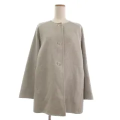 アンタイトル UNTITLED 美品 ノーカラーコート ショート丈 長袖 無地 ウール 153-94500 ライトグレー 1