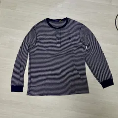 ポロ ラルフローレン ヘンリーネック ストライプ 長袖 Tシャツ XL