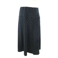 ローラアシュレイ LAURA ASHLEY 美品 スカート ドット柄 ロング丈 7 紺 ネイビー 0924 ■YHS4