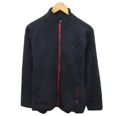 ポロ バイ ラルフローレン Polo by Ralph Lauren フリースジャケット ブルゾン ジップアップ ロゴ刺繍 ポニー刺繍 XL 紺 ネイビー ☆AA★ ■MET2