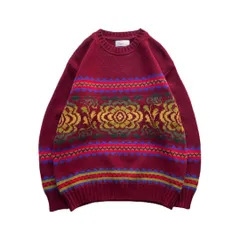イタリア製　BENETTON　デザインニット　セーター　総柄　90ｓ