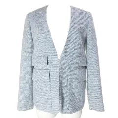 ボールジー BALLSEY トゥモローランド 美品 ノーカラージャケット サマーツイード 総裏地 コットン 38 M相当 ブルー系 X