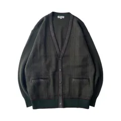 old　デザインカーディガン　ニット　レトロ　ヴィンテージ　チェック　切替