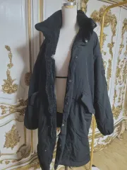 ブラック ファー 裏地 ロング ダウン コート