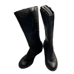 ZM1651 ECCO エコー ブーツ レザー ロング ブラック ファスナー レディース 36