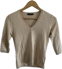 ZM1678 【美品】RALPH LAURENラルフローレン　ニットセーター　トップス　Vネック　ブラウン　レディース　Mサイズ