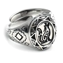 【新品】 ウルフ オオカミ 狼 good vibrations グッドバイブレーション リング 指輪 シルバー 1