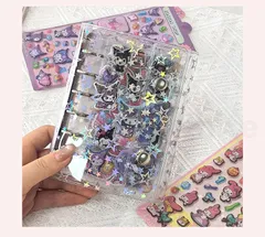【星柄シール帳】【シールとセットで超お得】シール帳 バインダー シール帳 はがせる クリア M5 A7 台紙 リフィル 6穴 5穴 可愛い キラキラ輝くシールバインダー  透明シール帳 はがせるシール クリアバインダー ミニサイズ 手帳 推し活グッズ 小学生