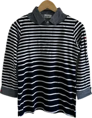 ZM1678 【美品】adidasアディダス　ポロシャツ　トップス　ネイビーボーダー　ゴルフウェア　レディース　M/Mサイズ