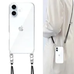 Cninyck スマホケース 対応 iPhone 17 ケース クリア ショルダー 耐黄変 [PC背面 + TPUバンパー] 耐衝撃 落下防止 首掛け 肩がけ 斜めかけ アイフォン17 用 いphone17 用 ワイヤレス充電 対応 あいふおん17ケース スト