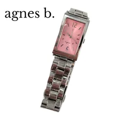 【動作未確認】agnes b. アニエスベー 腕時計 クォーツ スクエア ピンク シルバー