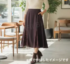 美品 Import Rossa インポート ロッサ 上質 エレガント 洗練された レース切替 マーメイドスカート ロングスカート ボルドー バーガンディ 深紫 レディース 46サイズ 3L～4L相当 ウール キュプラ ナイロン オフィス デート パーティ