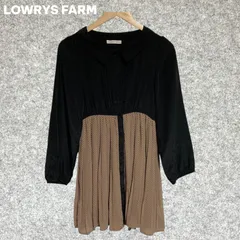 LOWRYS FARM 長袖ドット柄サテン風ワンピース Mサイズ