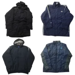 古着卸 まとめ売り アディダス ヘビー ジャケット 4枚セット (メンズ L ) フーディー フルジップ スリーストライプス 中古 古着 NC8803