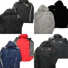 古着卸 まとめ売り アディダス フーディー ウインドブレーカー ジャケット 8枚セット (メンズ XL ) トレフォイル フルジップ 中古 NC8858