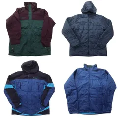 古着卸 まとめ売り コロンビア ヘビー ジャケット 4枚セット (メンズ L ) 白タグ 90’s マウンテンジャケット 中綿 中古 古着 NC8922