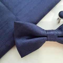 ③-6 蝶ネクタイ　ポケットチーフ　カフス3点セット