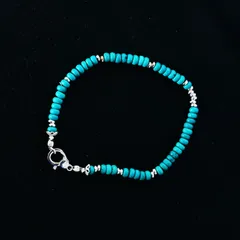 成功と守護を手元に纏う｜ターコイズ×シルバー925 ビーズブレスレットS