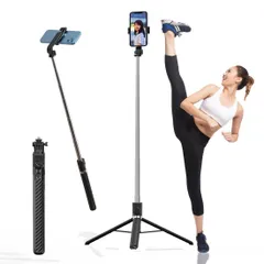 特価商品　リモコン付き アルミ合金 Android/iOS対応 アクションカメラ装着可 gopro パノラマ写真 持ち運び便利 360度回転可能 セルカ棒 生放送 150cm以上 三脚 iphone タイムラプス… スマホスタンド 185CM 長い (黒) 自