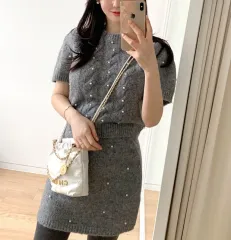 パールニット セットアップ グレー 新品
