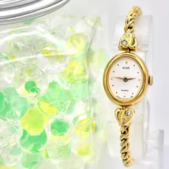 【新品電池】SEIKO セイコー ALBA アルバ 2Pダイヤ ハート レディース 腕時計 ゴールド オーバル V810-5020 907156