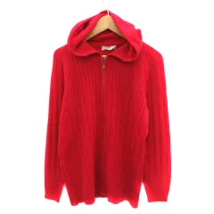 コルディア CORDIER ジャケット ニットパーカー ミドル丈 ジップアップ 40 L 赤 レッド /YK24