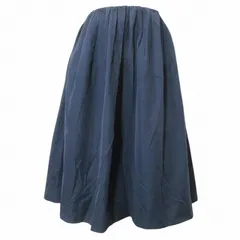 B&Y ユナイテッドアローズ BEAUTY&YOUTH ビューティー&ユース ウエストゴム フレア ひざ丈 スカート 無地 紺 ネイビー ■GY14 X
