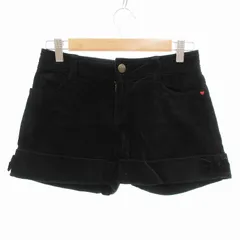 メゾピアノ mezzo piano ショーツ ハーフパンツ コーデュロイ ロゴ刺繍 M 150cm 黒 ブラック /JS ■GY14