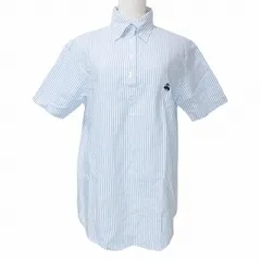 ブルックスブラザーズ BROOKS BROTHERS プルオーバー 半袖 シャツ ボタンダウン ストライプ ゴールデンフリース 刺繡 M 青 白 X