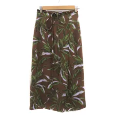 ロペピクニック ROPE Picnic タイトスカート ロング丈 スリット ウエストリボン 花柄 38 M マルチカラー ブラウン /YK4 ■MO 