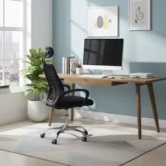 オフィスチェア 椅子 ヘッドレスト付き テレワーク用 ゲーミングチェア メッシュ 通気性 人間工学設計 360度回転 無段階昇降 学習/ビジネス/事務用 キャスター付き