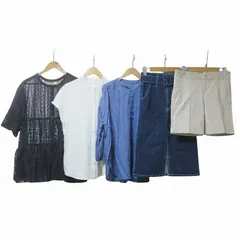 ザラ ベーシック ZARA BASIC セシルマクビー 他 5点セット 春夏衣類 まとめ ショートパンツ ブラウス チュニック デニムスカート 半袖 5分袖 刺繡 無地 青 黒 白 ベージュ M相当 X