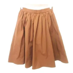 トゥモローランド TOMORROWLAND 美品 スカート ひざ丈 フレア 無地 薄手 36 約Sサイズ 茶 ブラウン ■YHS8