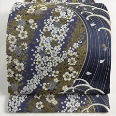【美品】 袋帯 秀品 桜 波頭 唐織 金銀糸 灰紫 六通 正絹 【中古】