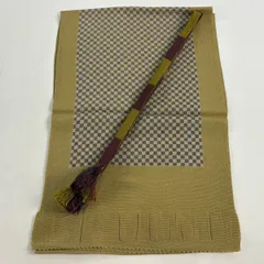 和装セット 優品 帯締め帯揚げ2点セット 市松 鶯色 正絹 和装小物  【中古】