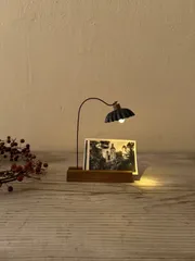 古道具木製電池ランプ  アンティーク風雑貨　ハンドメイド古材ランプ