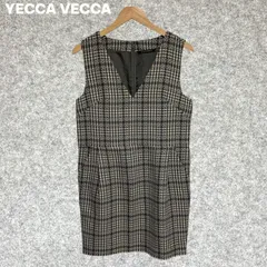 YECCA VECCA ノースリーブ Vネック チェック柄 ワンピース Fサイズ