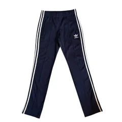 古着 adidas アディダス トラックパンツ 刺繍 トレフォイルロゴ ネイビー×ホワイトライン Sサイズ 2510-398
