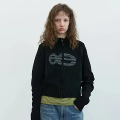 ENZO BLUES エンゾーブルース ロゴ ハイネック ジップアップ ニット