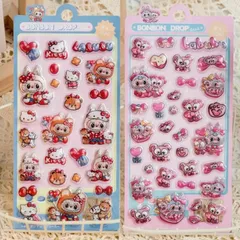 「新品」2種類セット　可愛いシールラブブ labubuボンボンドロップシール ぷっくりシール 立体3Dシール