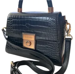 CHARLES & KEITH チャールズアンドキース 2way ショルダーバッグ ハンドバッグ ブラック 美品 クロコ型押し