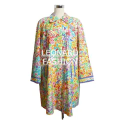 LEONARD FASHION レオナールファッション スプリングコート ロングコート 花柄 総柄 ラグランスリーブ ロング丈 マルチカラー 11AR シルク100％ レディース 美品 中古 古着