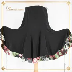 社交ダンス 衣装 スタンダード ラテン スカート レッスンウェア 黒 ブラック系 gentil ジャンティ 花柄 練習着 シンプル シック かわいい スカート フレア スパンデックス ショートレングス スタイリッシュ おしゃれ ダンスレッスン パーティー 衣装