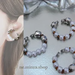 ハンドメイドアクセサリー イヤーカフ 3個 パール メタルシルバー カットビーズ⭐︎まとめ売り