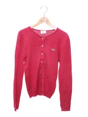 ラコステ D-TK9029 カーディガン 42 レッド コットン ストライブ ITC7VF1745AC