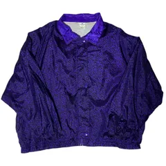 ヴィンテージ ナイロンジャケット 総柄 花柄 パープル Pro Spirit ペイズリー レトロ シェルスーツ 丸み バブルシルエット 2XL ジャケット メンズ 古着 長袖